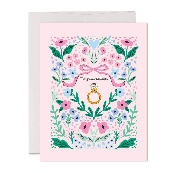 Congratulations Engagement Ring Greeting Card for wholesale by Three Strands Design