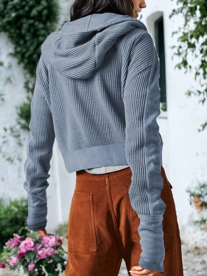 Anna Kaci Wholesale - Wholesale Jacket - Women's - Waffle Knit Button Neck Jacket