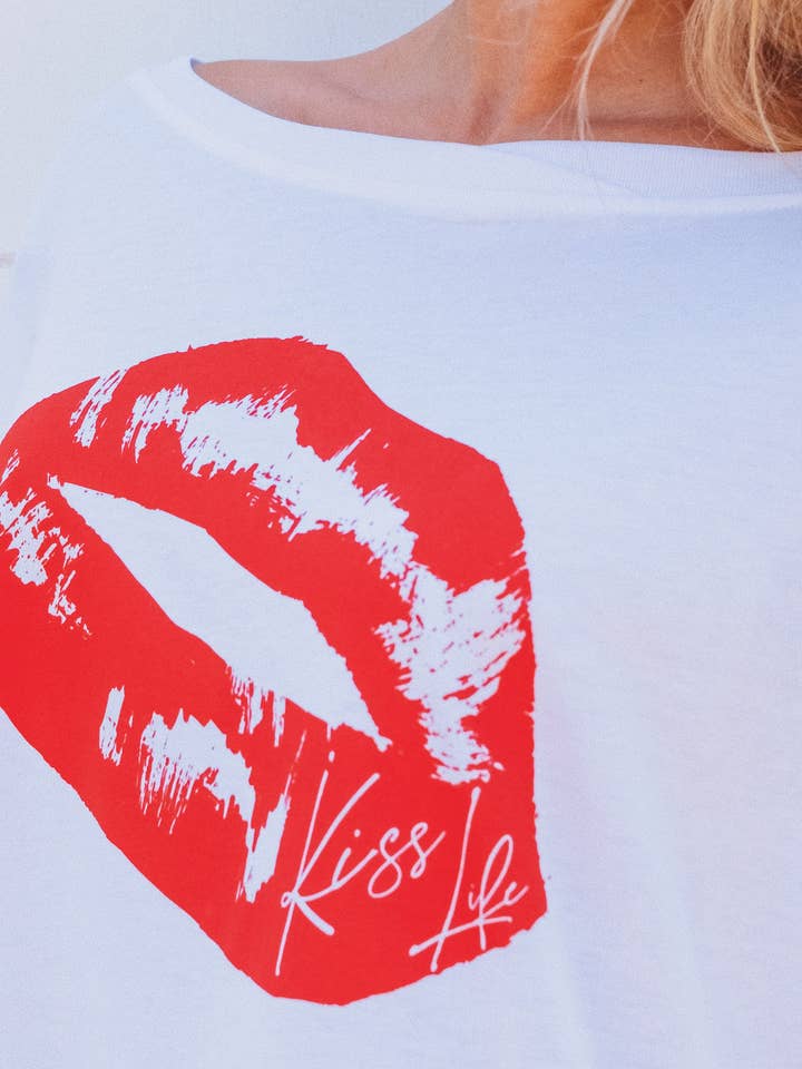 KISS LIFE - Vendita all'ingrosso Maglietta serigrafata - Donna - T-shirt oversize Red Lips1