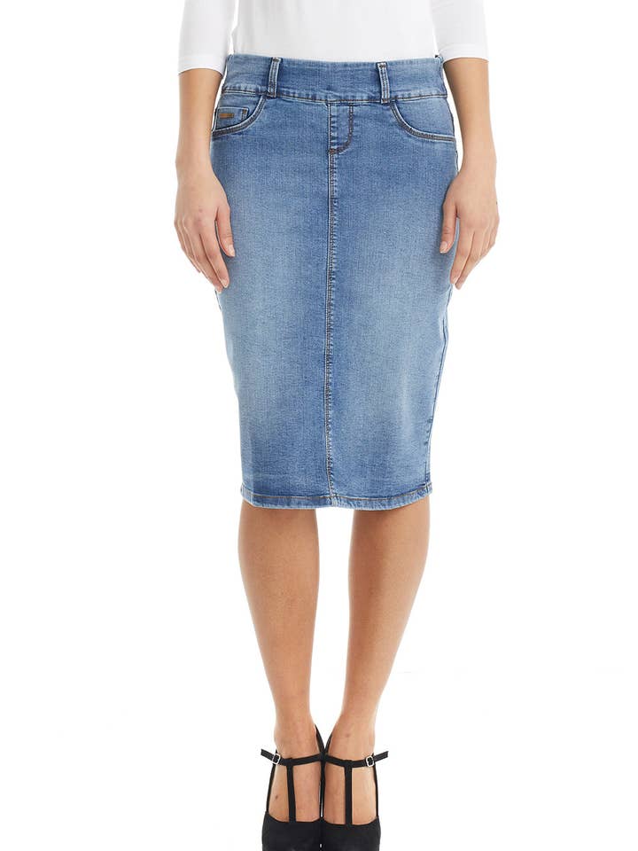 Denim Jean Skirt - Regular and Plus Size 'Boston' EX802182 for wholesale by Esteez LLC