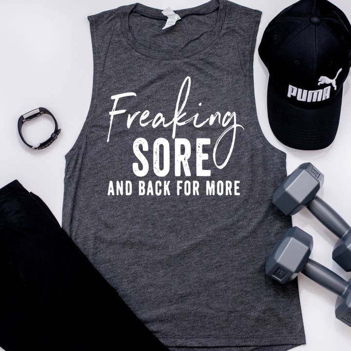 FAMS design - Wholesale Tank top – Women′s - Freaking Sore And Back For More Workout Muscle Tank