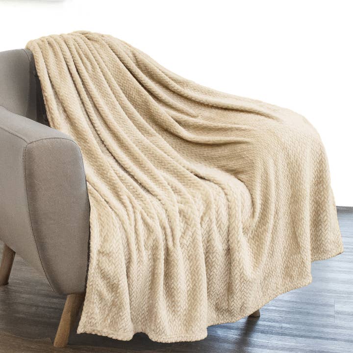 Pavilia - Venta al por mayor Mantas de sofá - Manta polar con textura de hojas