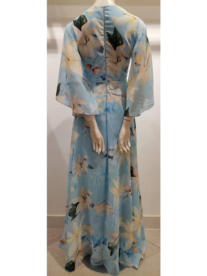 Eva & Lola - Epsilonn - Wholesale Dress - Women's - Long floral dress with ruffle sleeves - R14234