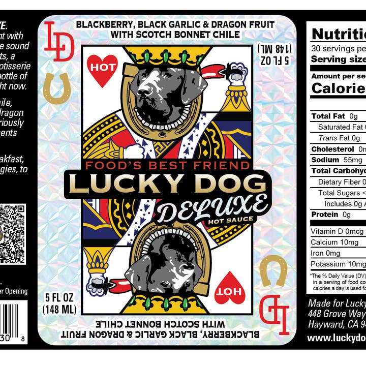 Lucky Dog Hot Sauce - Venta al por mayor Salsas picantes - Deluxe - Mora, ajo negro y fruta del dragón