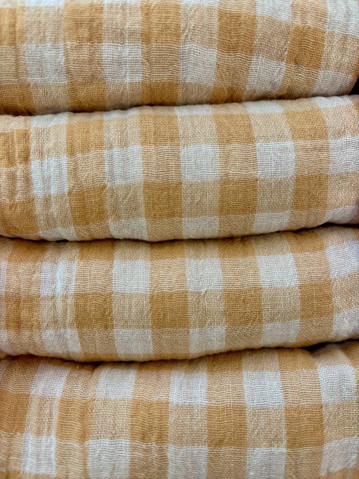 Set of 4 Table Napkins – Double Cotton Gauze – Wheat Gingham – 40x40 cm for wholesale by CHARMY