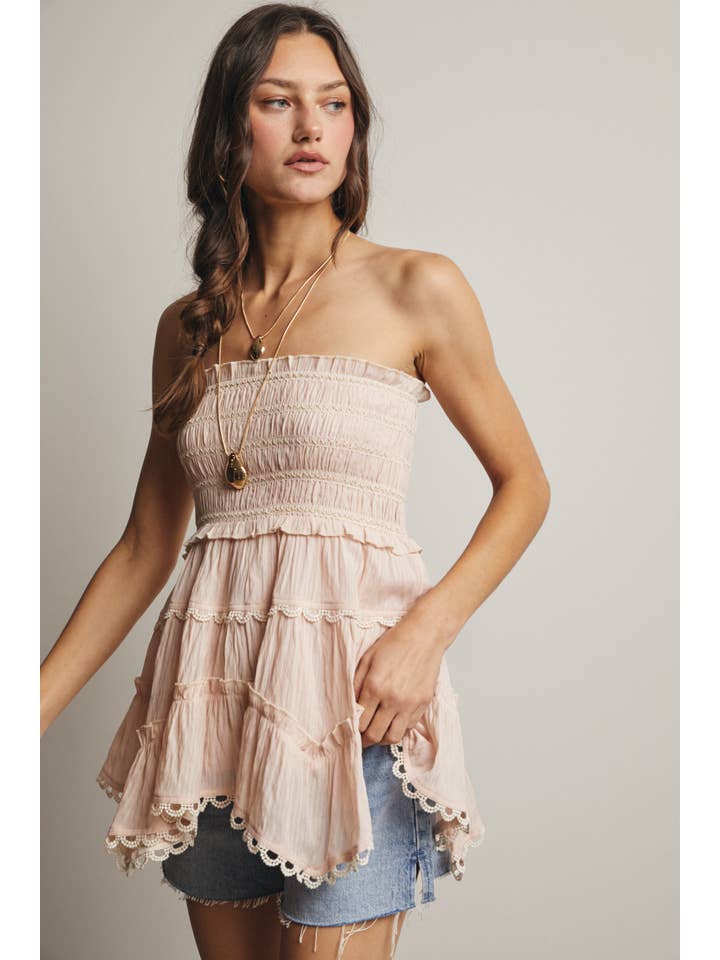 Forte - Wholesale Skirt - Women's - Smocked Ruffle Convertible Skirt/Top FSK000841