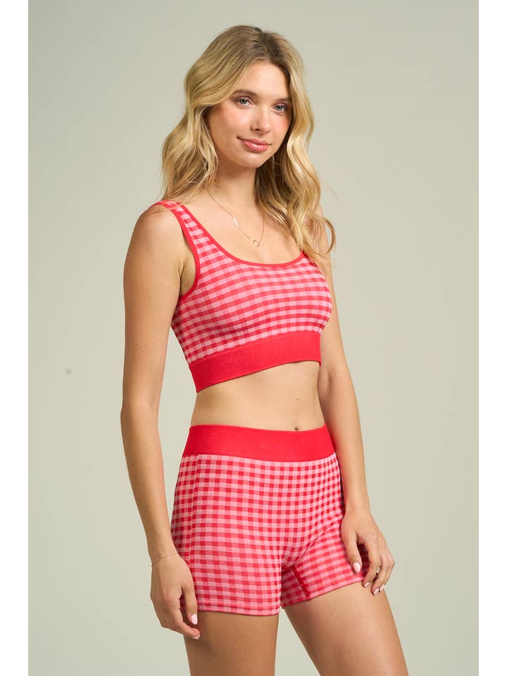 ANWND - Wholesale Lounge Set - Women's - 54984SET - GINGHAM TANK TOP & SHORTS SET2