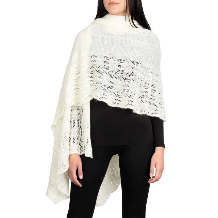 Assia di Brunetti Federica e C. s.a.s. - Wholesale Wrap – Women's - Ilary - Mohair wool blend openwork border wrap12