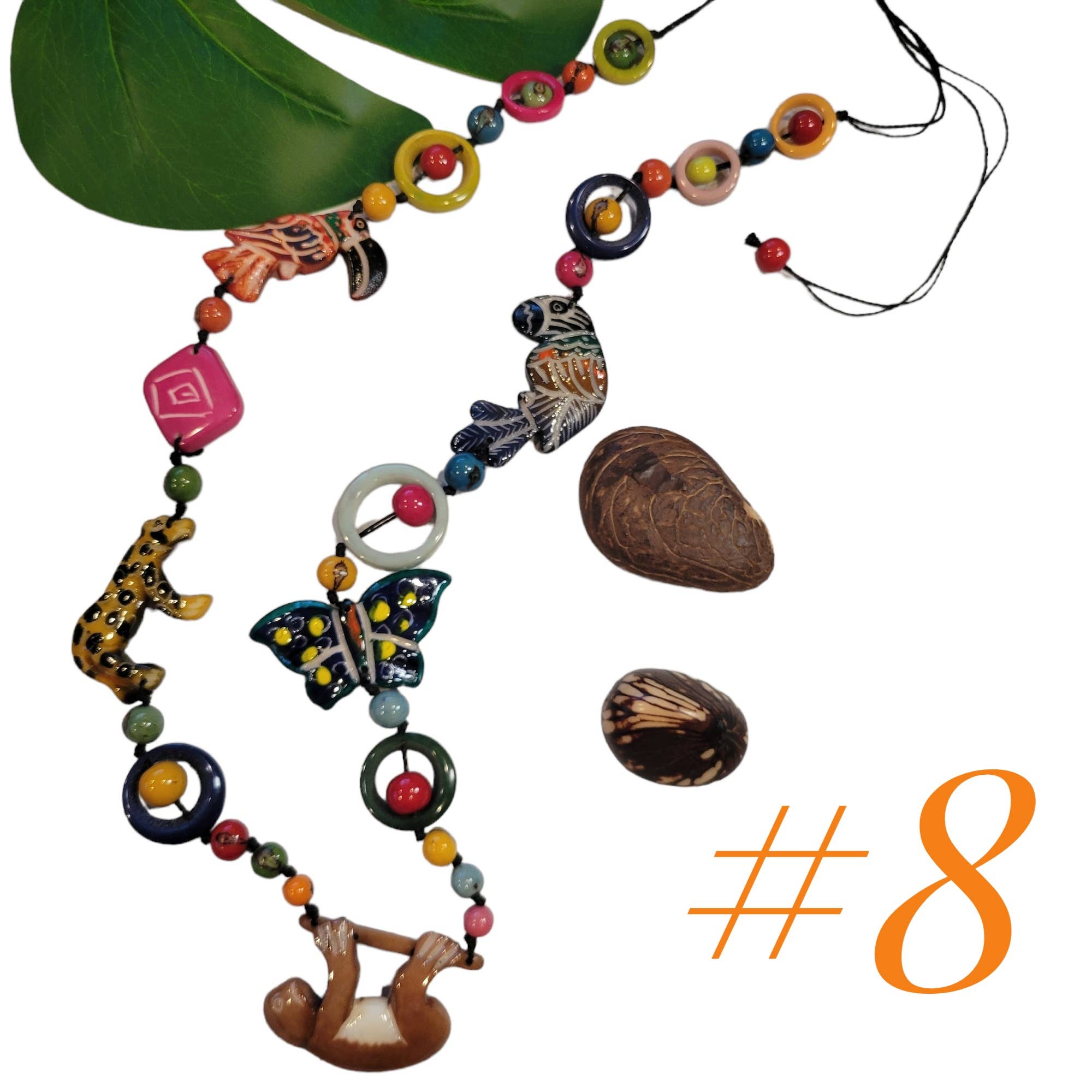 Organic jewelry by Allie – Colar pingente/pendente por atacado – Colar fauna e papagaios de selva da floresta tropical2