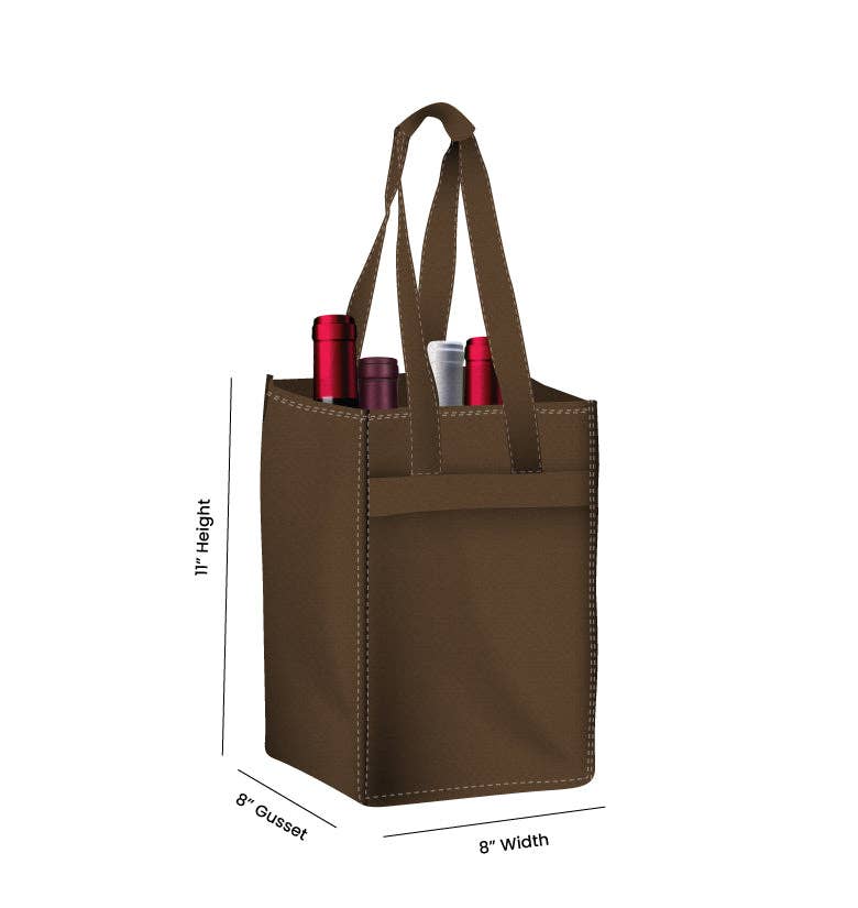 Non Woven Totes - Wholesale Wine Tote - Reusable 4-Bottle Wine Tote Bag-8x11x8 with Bottom Gusset | Custom Printed Wine Totes18
