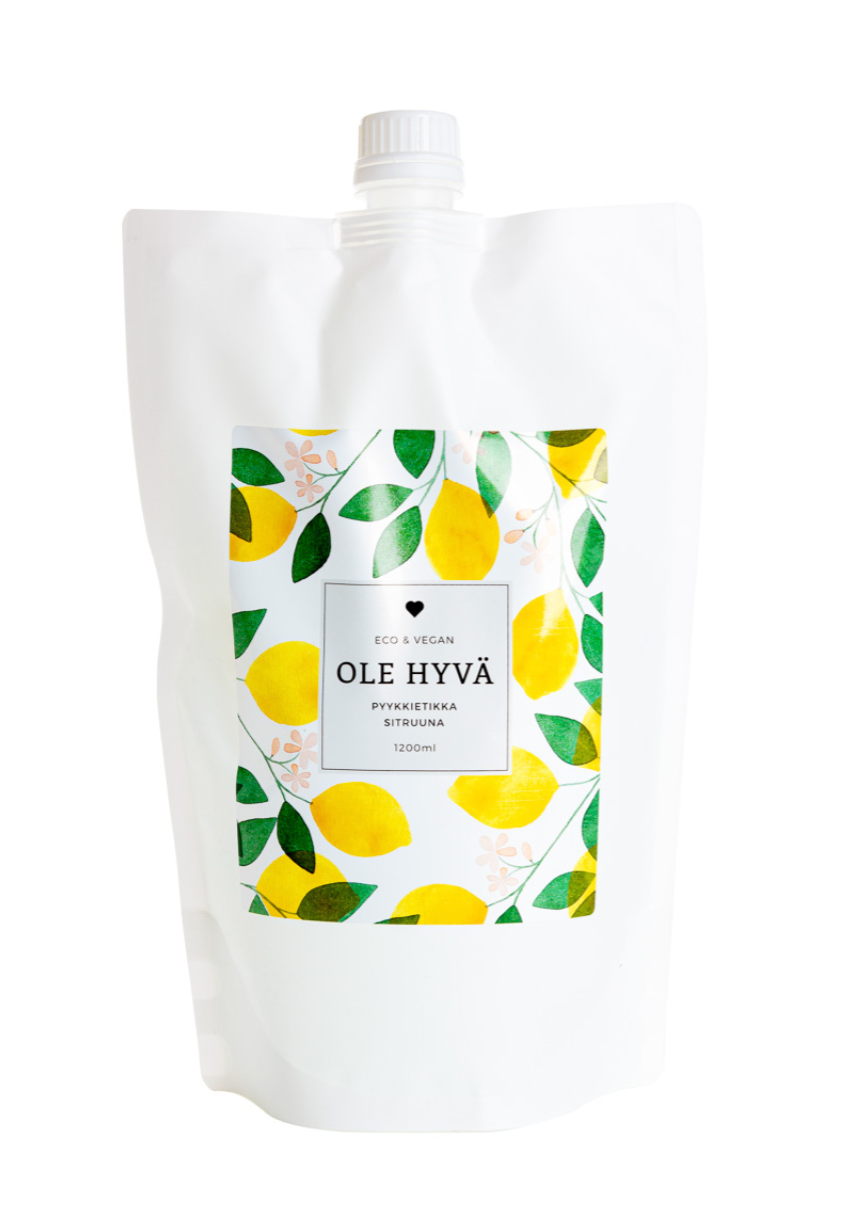 Ole Hyvä Metsä - Wholesale Liquid Laundry Detergent - Laundry Vinegar Lemon, refill bag 1200ml0