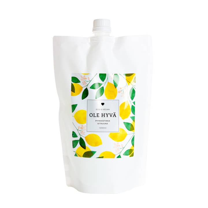 Ole Hyvä Metsä - Wholesale Liquid Laundry Detergent - Laundry Vinegar Lemon, refill bag 1200ml