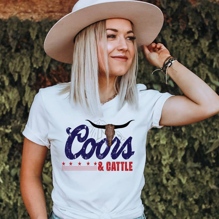 BEER AND CATTLE-RODEO BEER (GRAPHIC TEE) 1002 for wholesale by Raging Phoenix