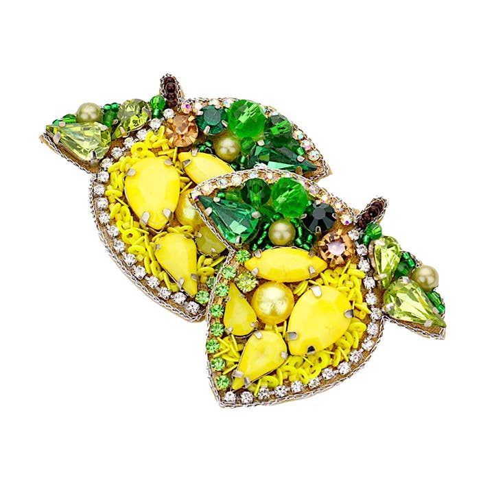 Boucles d'oreilles clous en perles de citron, boucles d'oreilles fruitées, Lily Posh pour la vente par Lily Posh