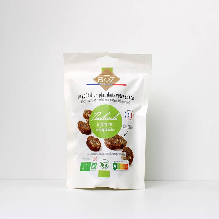 Box of 25 units of 130g “Green curry flavor snack” for wholesale by BoZ