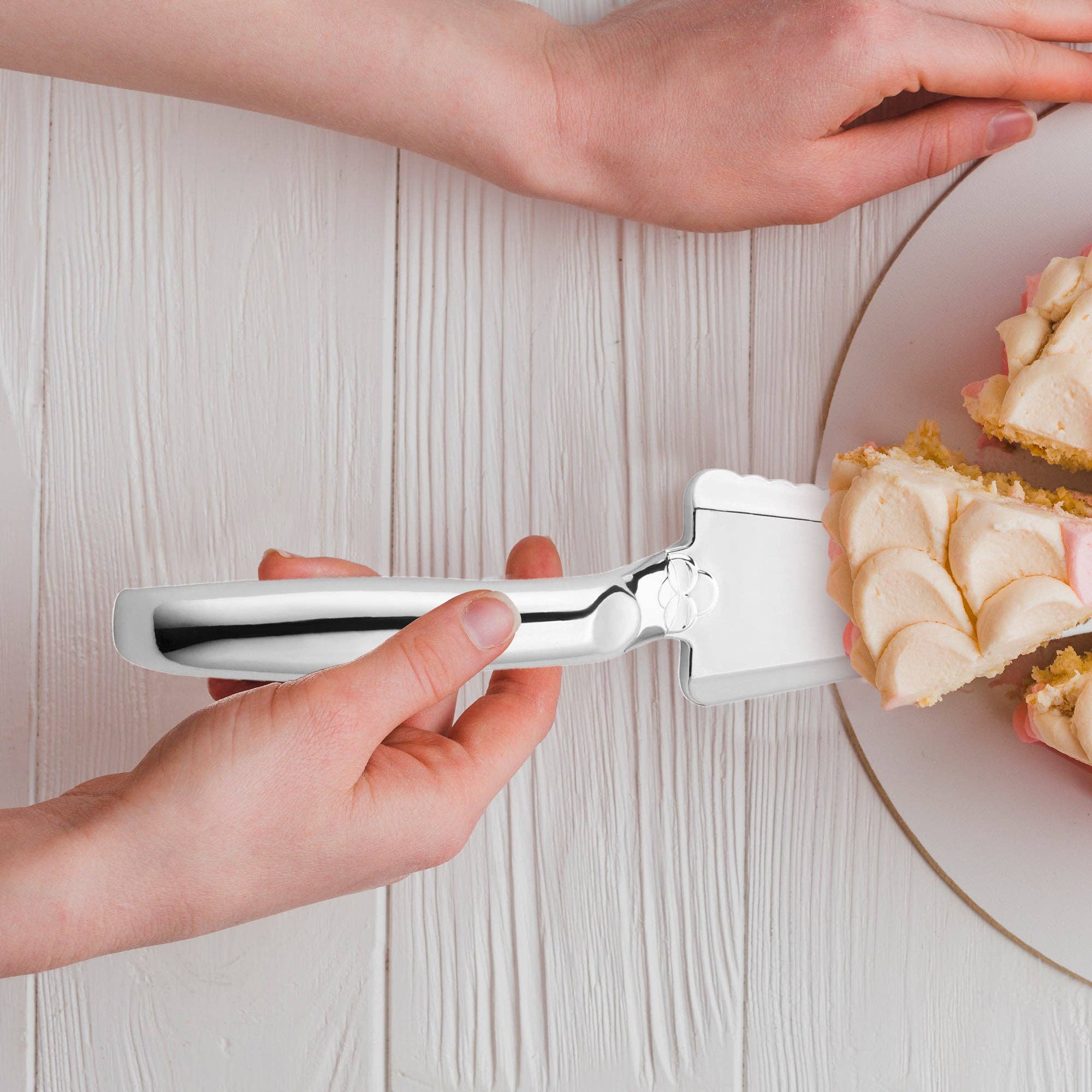 Smarty had a Party - Wholesale Disposable Servingware - Shiny Silver Disposable Plastic Cake Cutters/Lifters - 5 pcs7