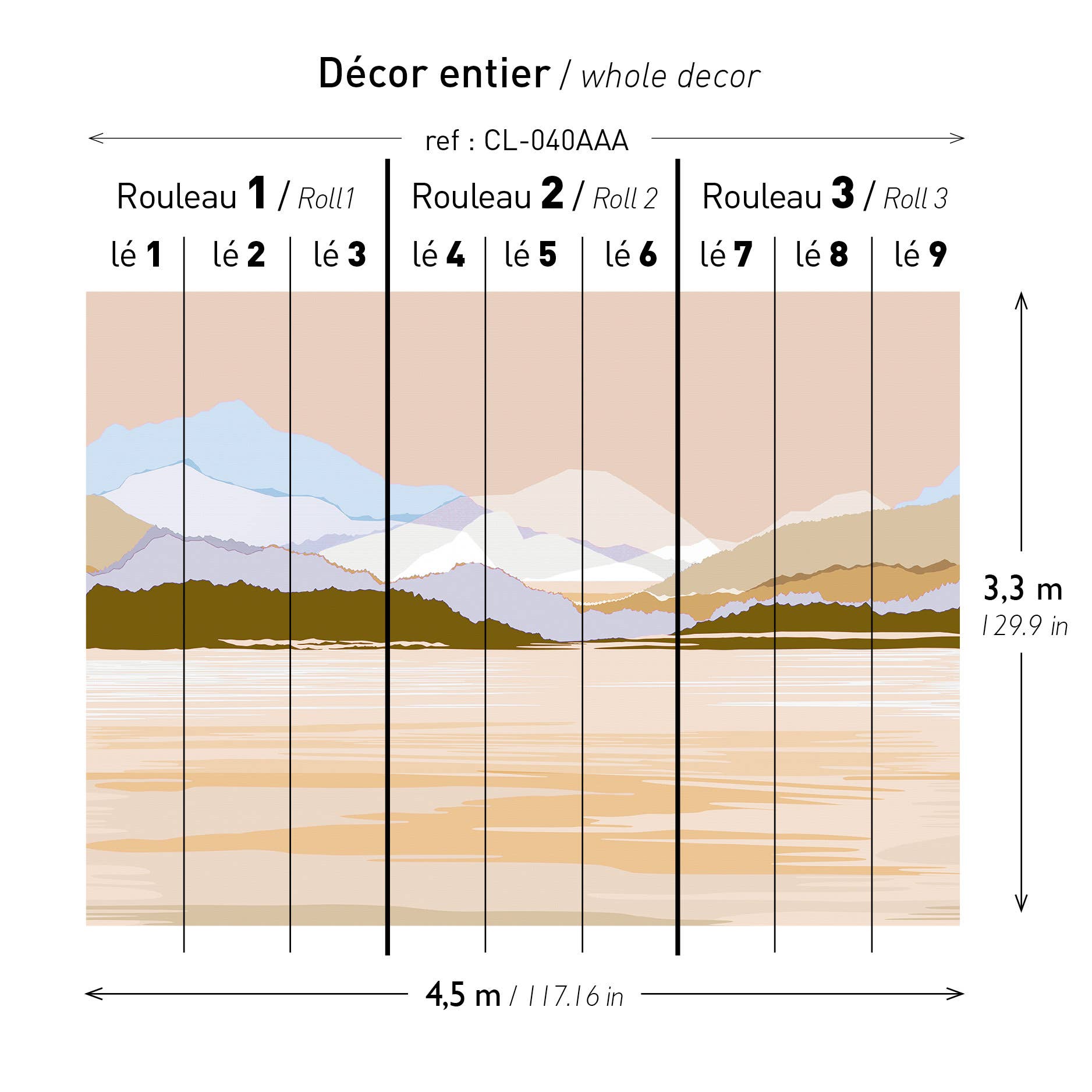 Cilé - Vente Papier peint - Papier peint panoramique Lac A3