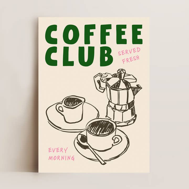 Coffee Club Green Print for wholesale by Alluvion