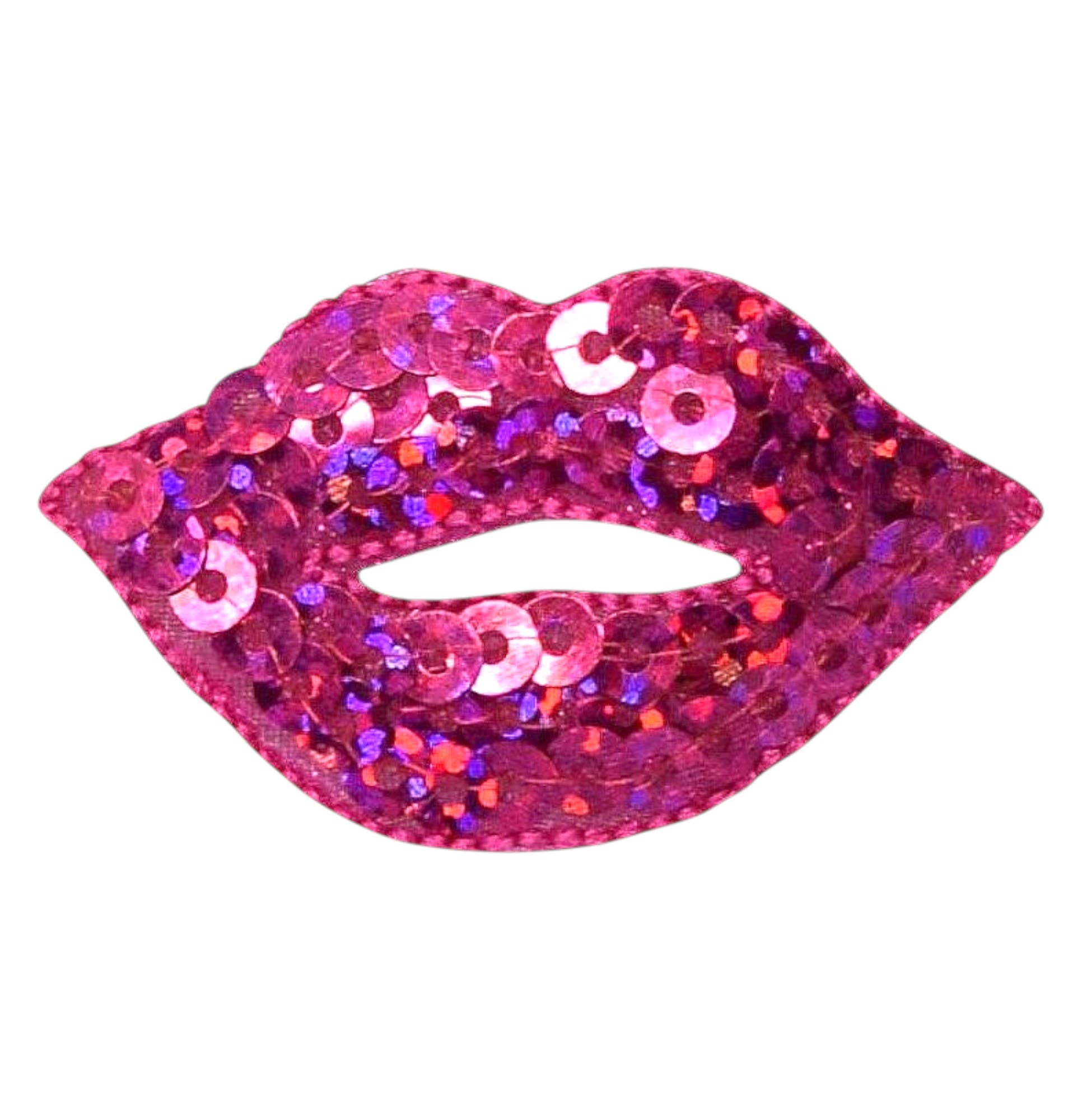 Wholesale Applique - Wholesale Patch - Hot Pink Sequin Lips, Fashion, Beauty, Iron on Patch