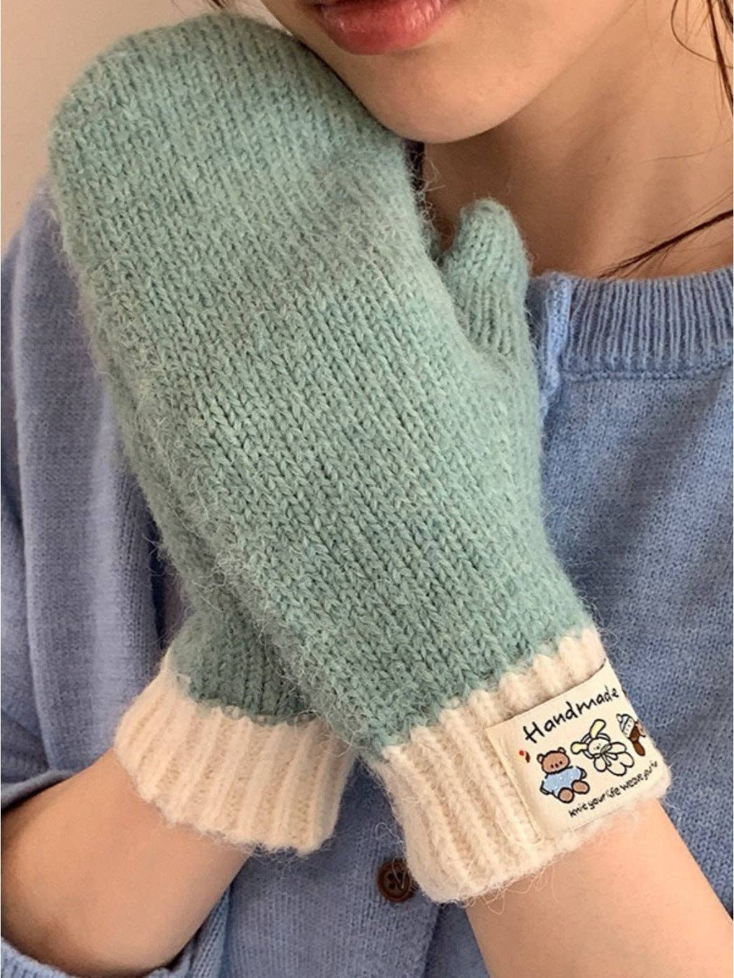 Funkyrel® Atzbranding Limited - Venta al por mayor Manoplas - Mujer - Gloving - Classic Color-Block Full-Cover Knitted Mittens12