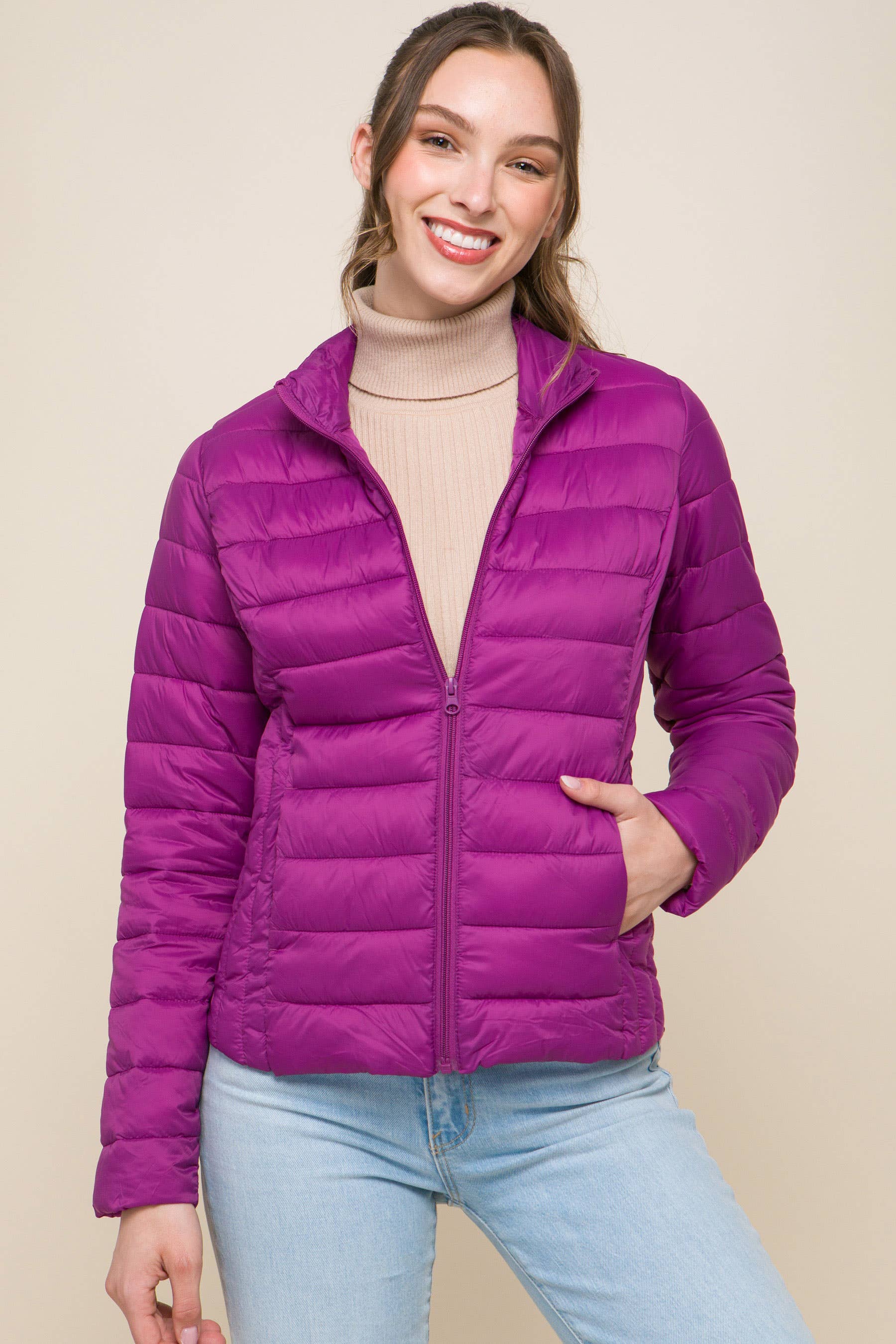 Peace Love Line - Wholesale Puffer Jacket - Women's - PL4300 - LT WEIGHT LONG SLEEVE PUFFER JACKET14