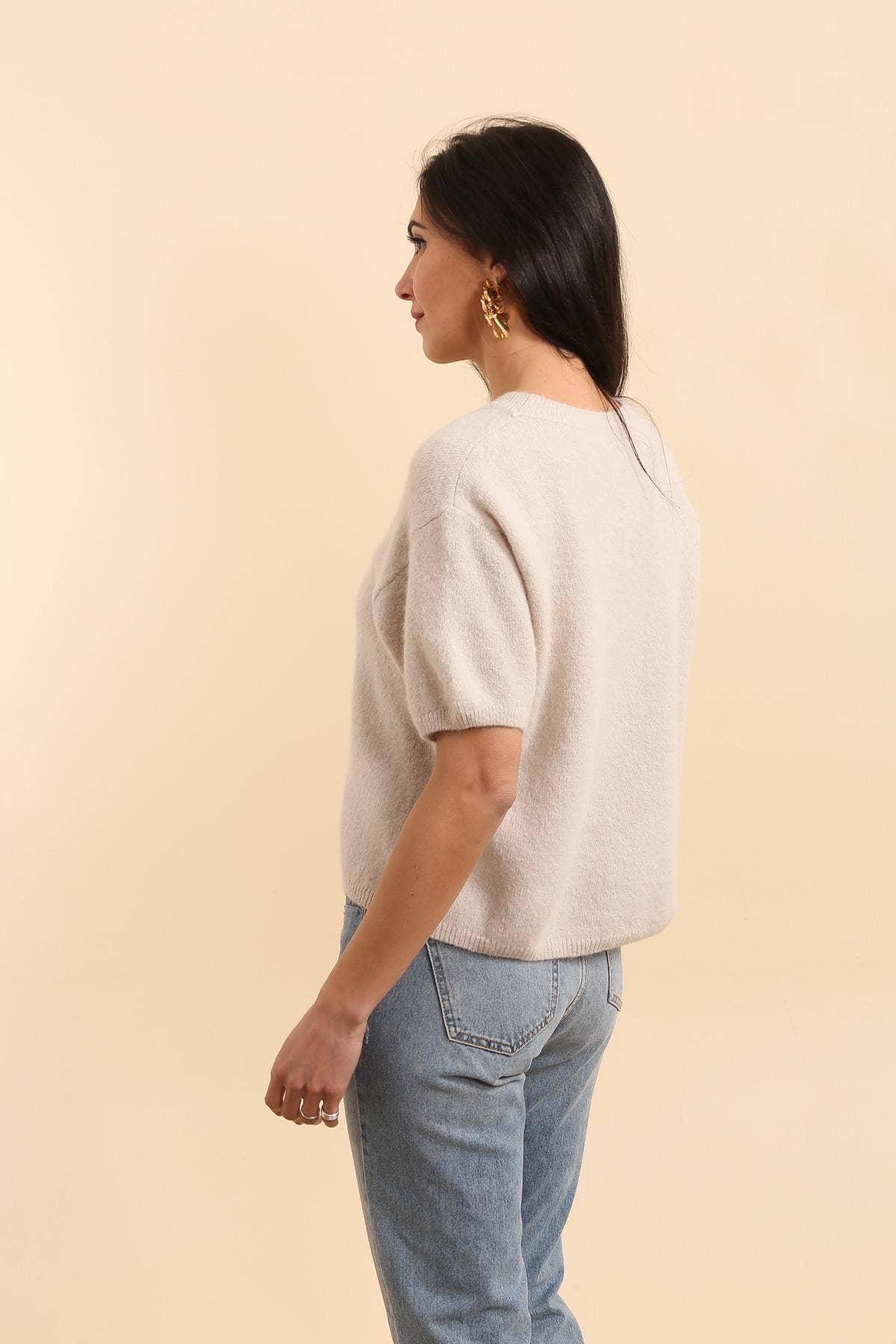 NAÏS PARIS - Wholesale Knit Sweater - Women's - ROUND NECK SHORT SLEEVE SWEATER IN SUPERFINE ALPACA4