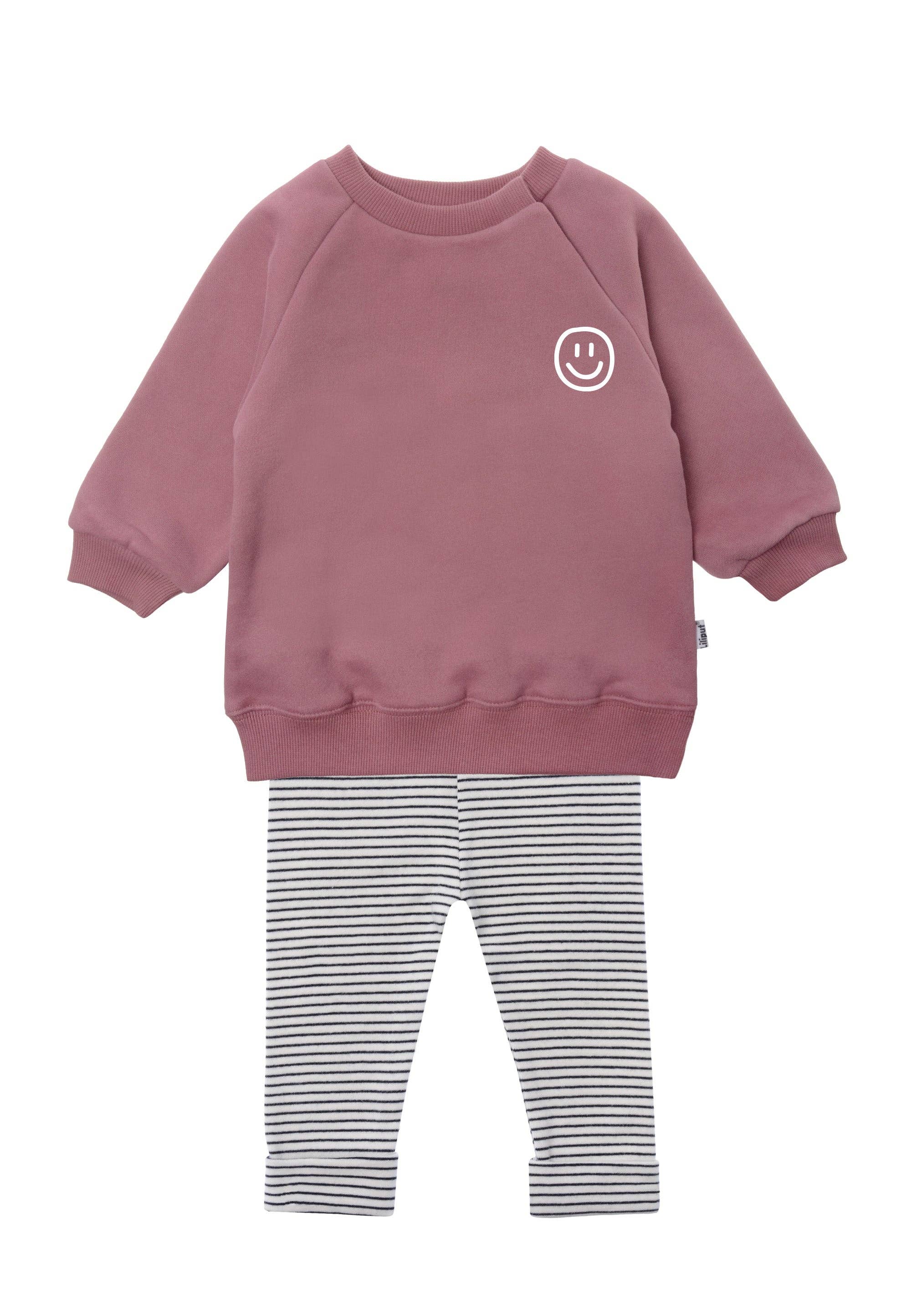 Liliput - Wholesale Top & Leggings Set - Kids - 2-piece set with rosewood sweatshirt "Smiley" and leggings0