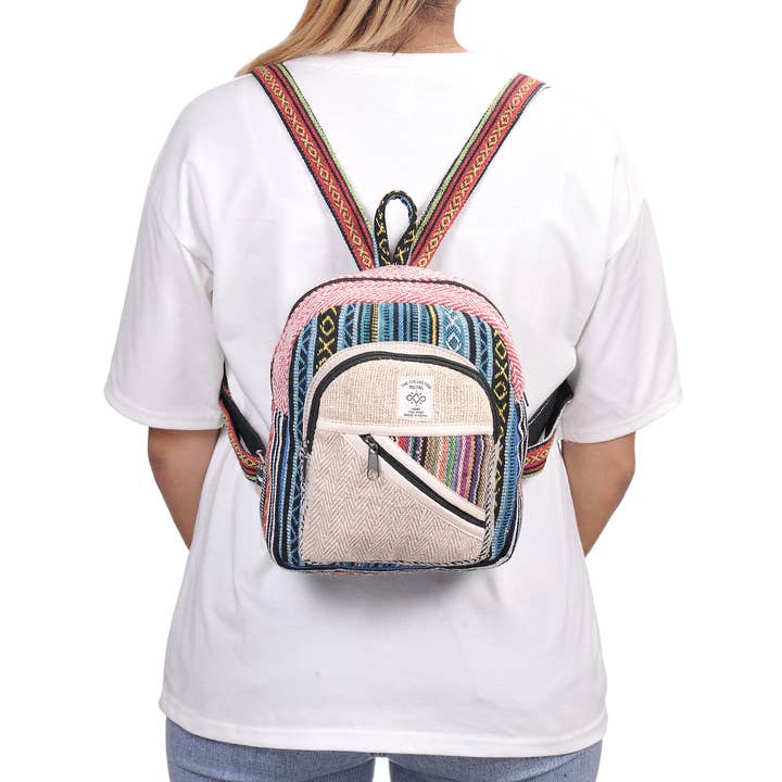 The Collection Royal / Royal Handicrafts - Wholesale Backpack - Women's - Mini Hemp Cotton Patchwork Daypack Backpack1