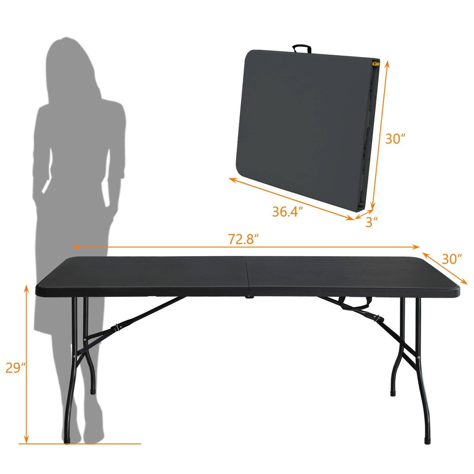 39F Inc. - Wholesale Patio Table - 6ft Black Folding Table for Camping Parties and Events4