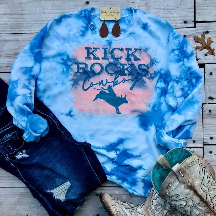 Camisola Kick Rock Cowboy por atacado de Ranchy Roan Boutique