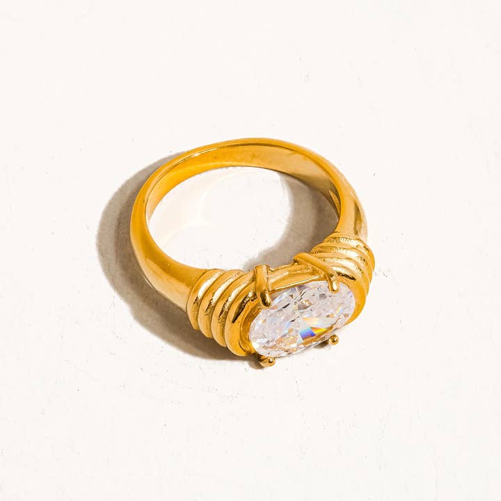 Flânerie by MAIQ - Wholesale Multi-Stone Ring - Verna 18K Gold Non-Tarnish Rhinestone Ring