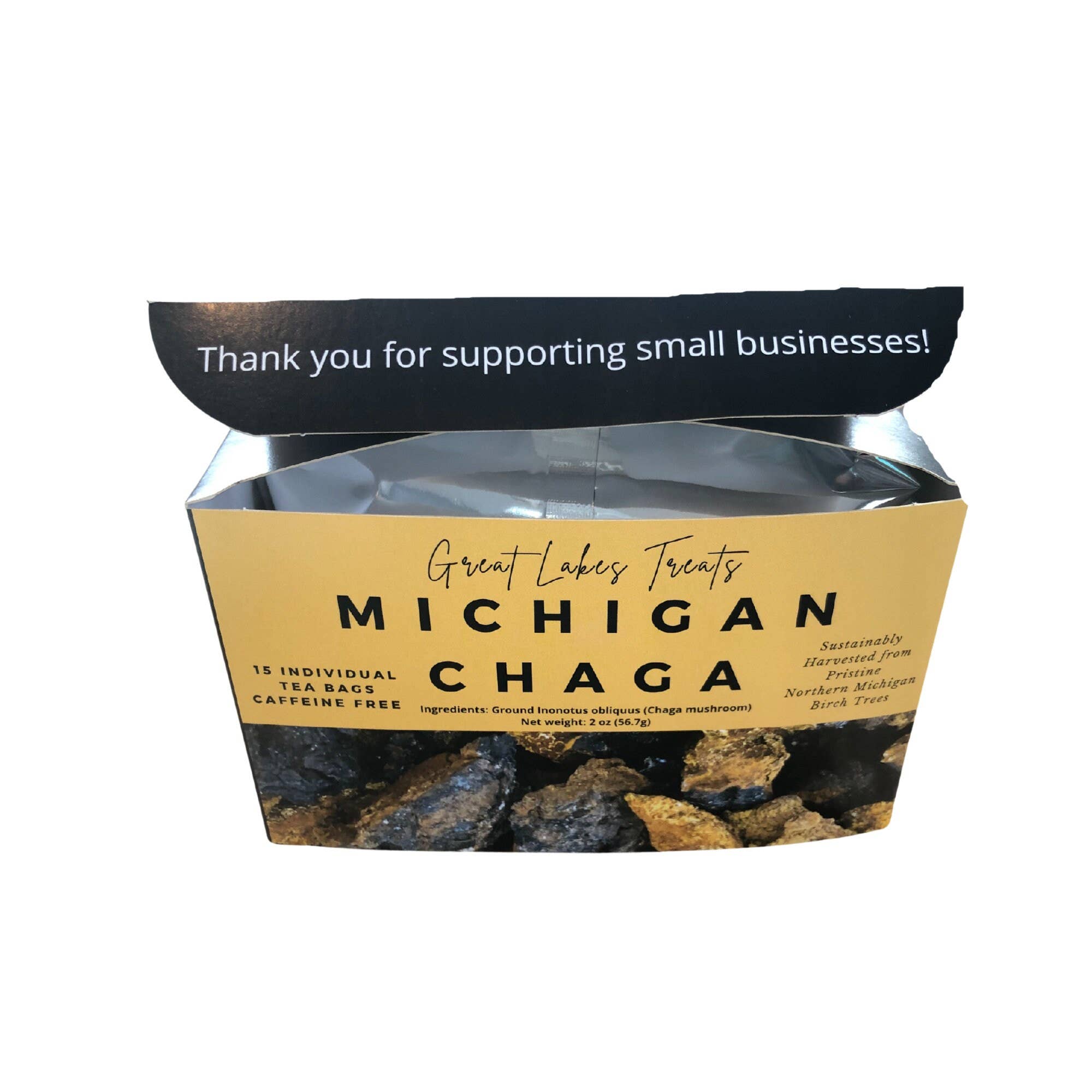 Great Lakes Treats - Wholesale Health/Detox Tea - Great Lakes Treats Michigan Wild Harvested Chaga, 15 Convenient Tea Bags1