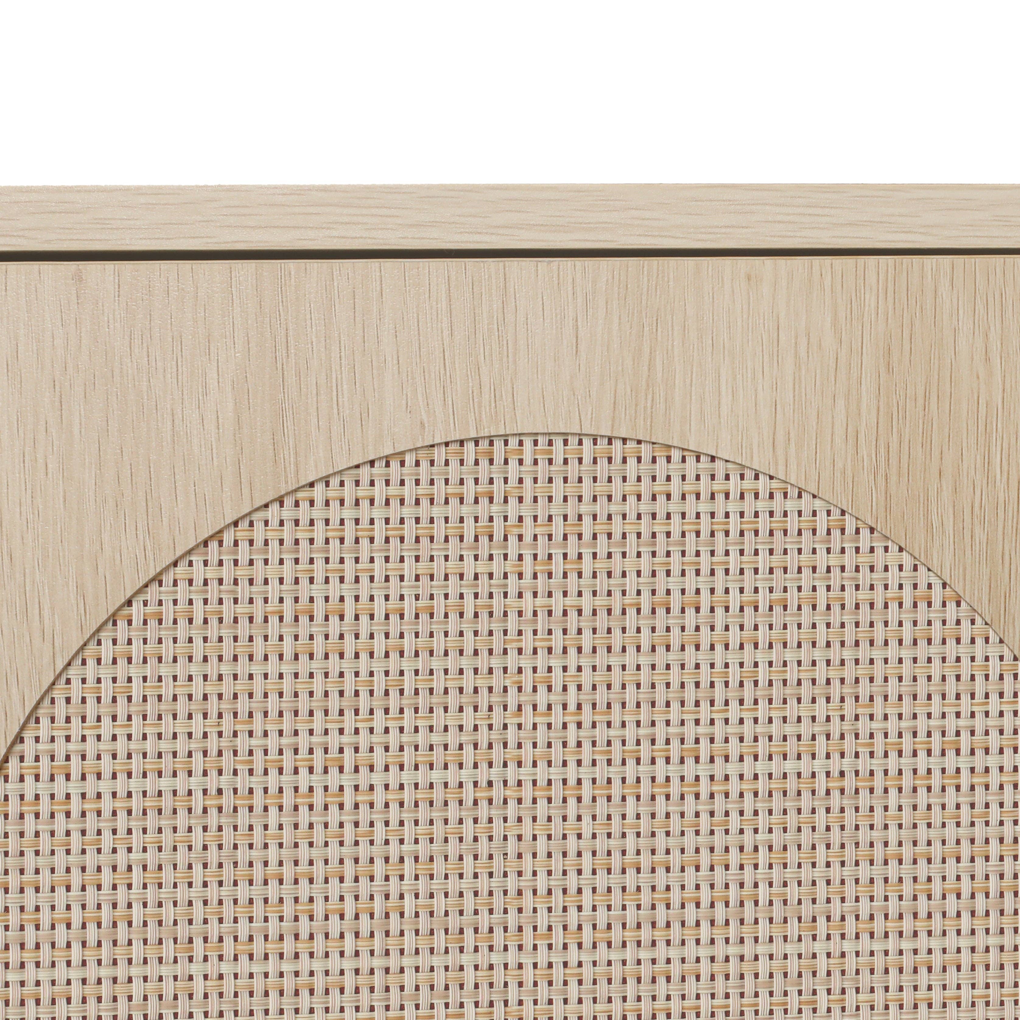 Orange County Decor - Wholesale Cabinet - Corner Cabinet ,Rattan Door,Freestanding Corner Tables For Small Spaces, Corner Shelf Stand For Living Room, Kitchen, Bathroom, Bedroom Natural Particle Board13