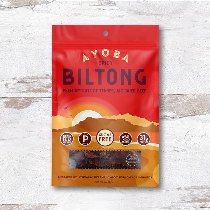 Ayoba - Wholesale Jerky - Spicy Grass Fed Beef Biltong 2oz