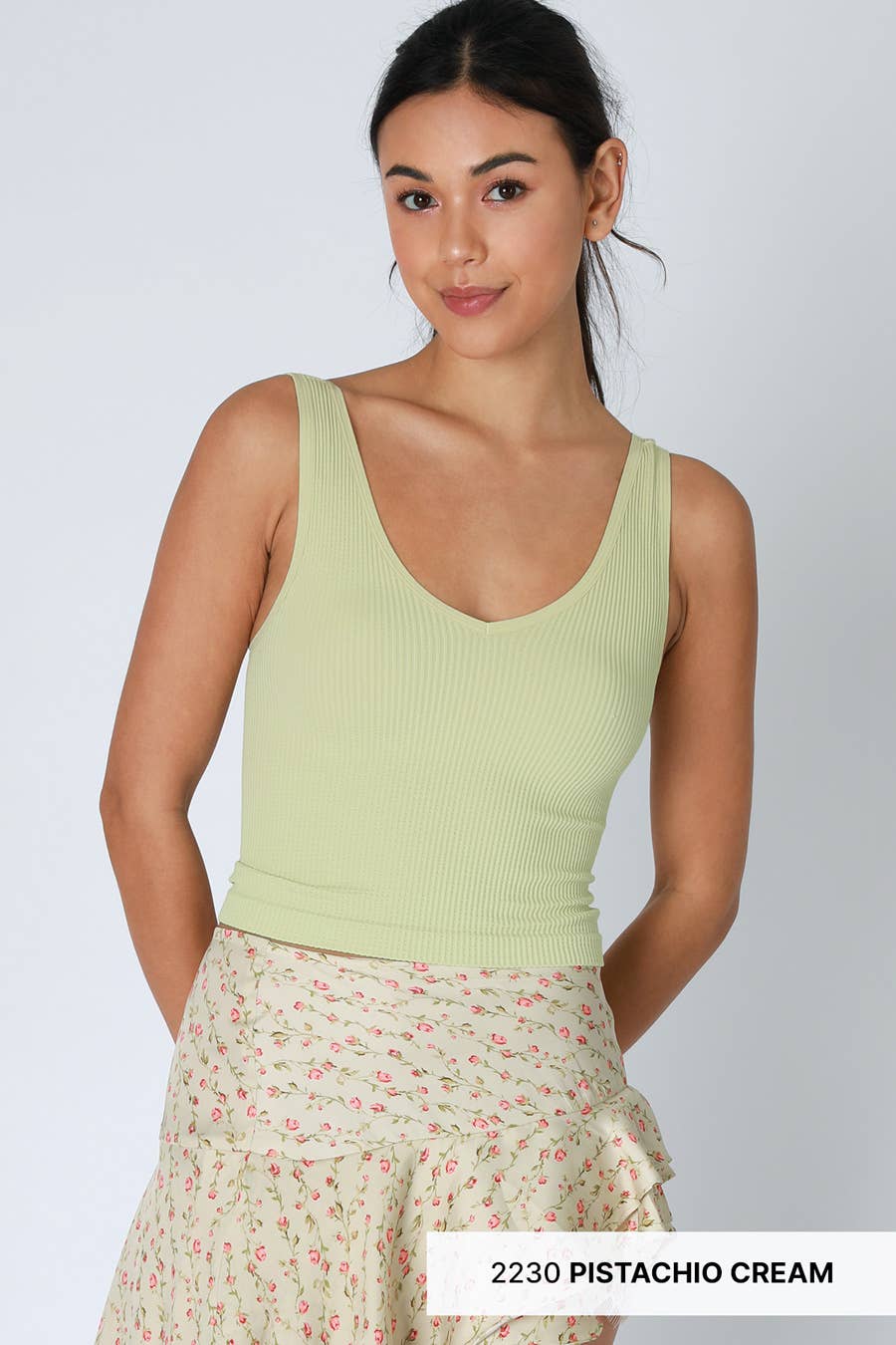 NIKIBIKI - Wholesale Knit Top - Women's - NS7575 - V Neck Ribbed Crop Top4