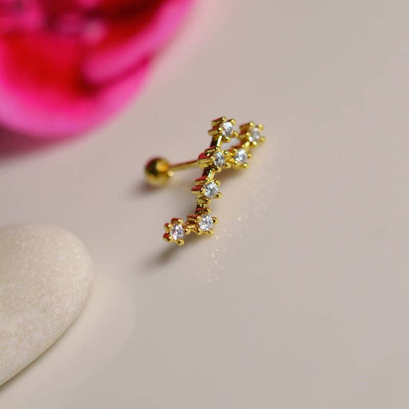 StockJWL - Wholesale Stud/Post Earrings - 12 Zodiac Earrings, Constellation Stud Earring Stud Piercing Tragus Helix Lobe and Cartilage Silver And Gold34