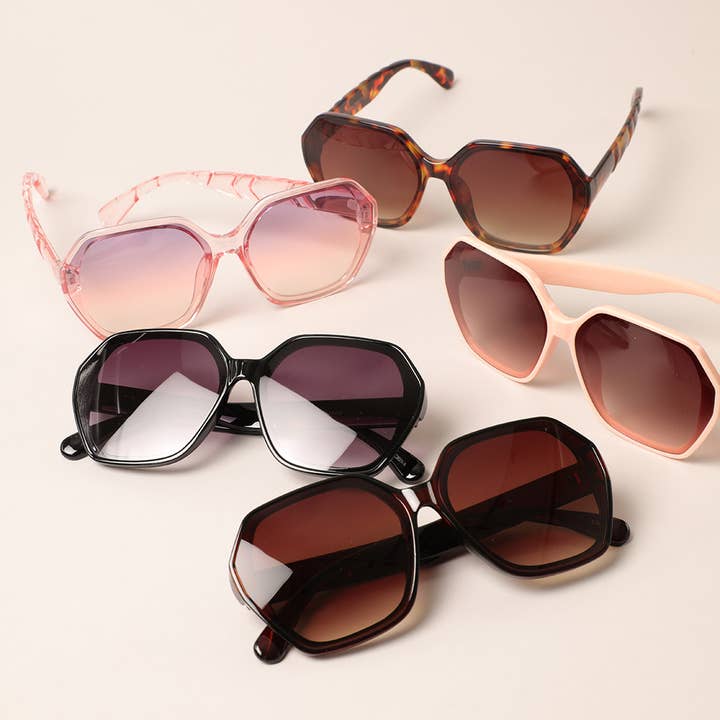 ASSORTED COLOR Women's Oversized Hexagon Shape Sunglasses for wholesale on Faire