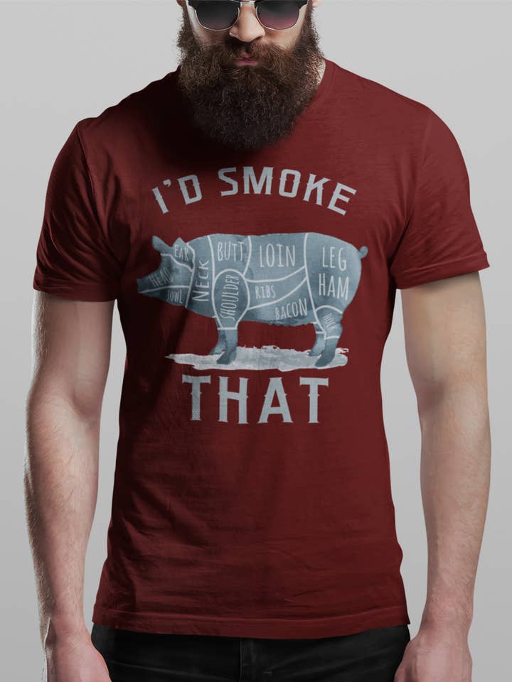 Hunt Hook Eat - Wholesale Screen Printed T-Shirt - Men's - I'd Smoke That Pig Tee