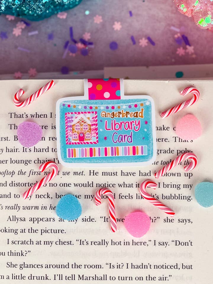 Gingerbread Library Card Magnetic Bookmark for wholesale by Emily Cromwell Designs