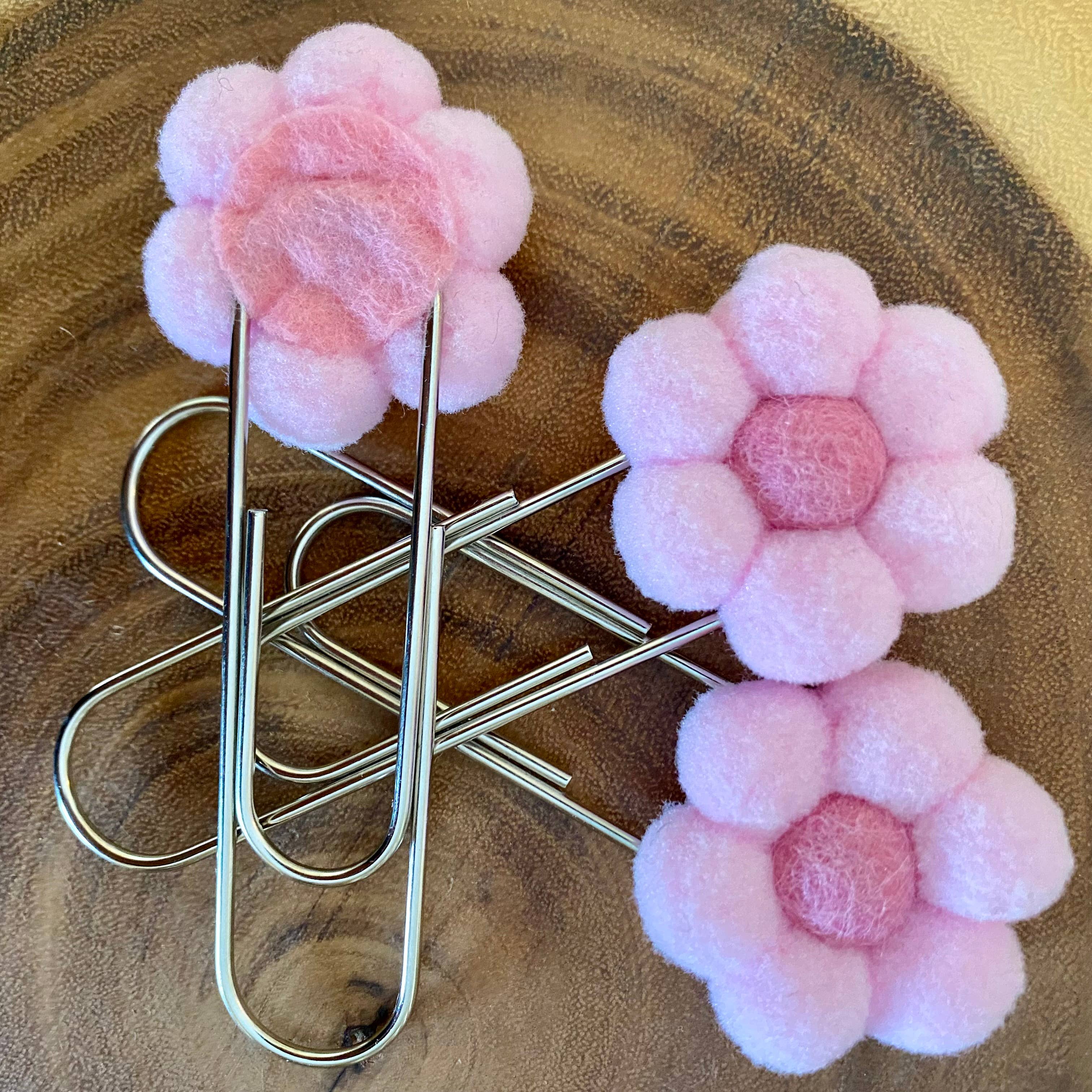 ForgetBKnot - Wholesale Bookmark - Flower Bookmark/ Oversized Paper Clip/ Pompom & Felt Flower 9