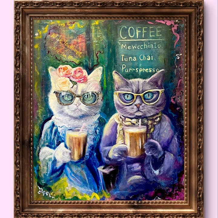House Candy Wall Art | Lisa Alex Gray - Wholesale Art Print - Cats N Coffee – Whimsical Fine Art Print For Cat Lovers1