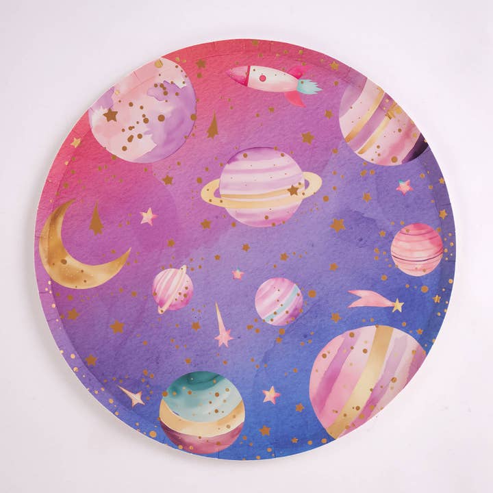 Astronaut Girl Collection – Galaxy Large Plates | Joy Ladder Premium Partyware for wholesale by Joy Ladder LLC