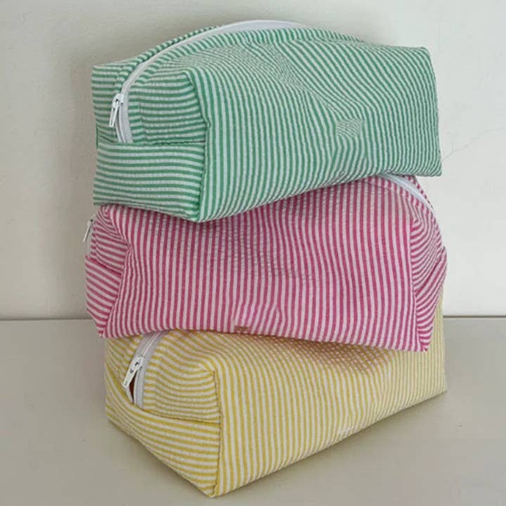 Dipped Shop – Großhandel Schmink-/Kosmetiktasche – Einfache gestreifte Farbblock-Kosmetiktasche DPB01054