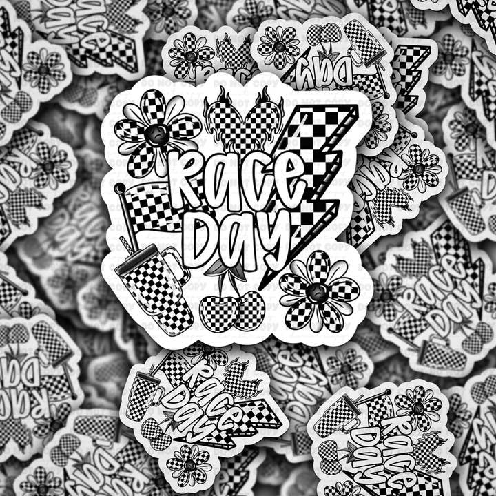 DC 1715 - Race day Die Cut Sticker for wholesale by It's Transfer Time