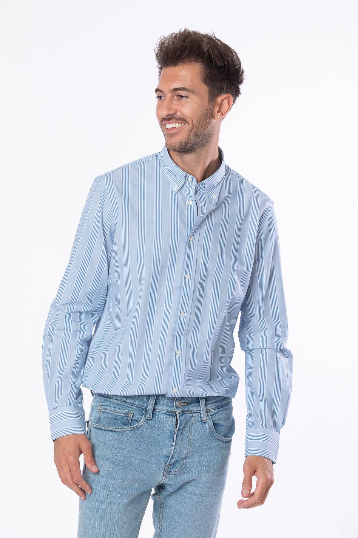 BLUE AGE - Wholesale Button Down Shirt - Men's - Men Dress Long Sleeve Shirts3