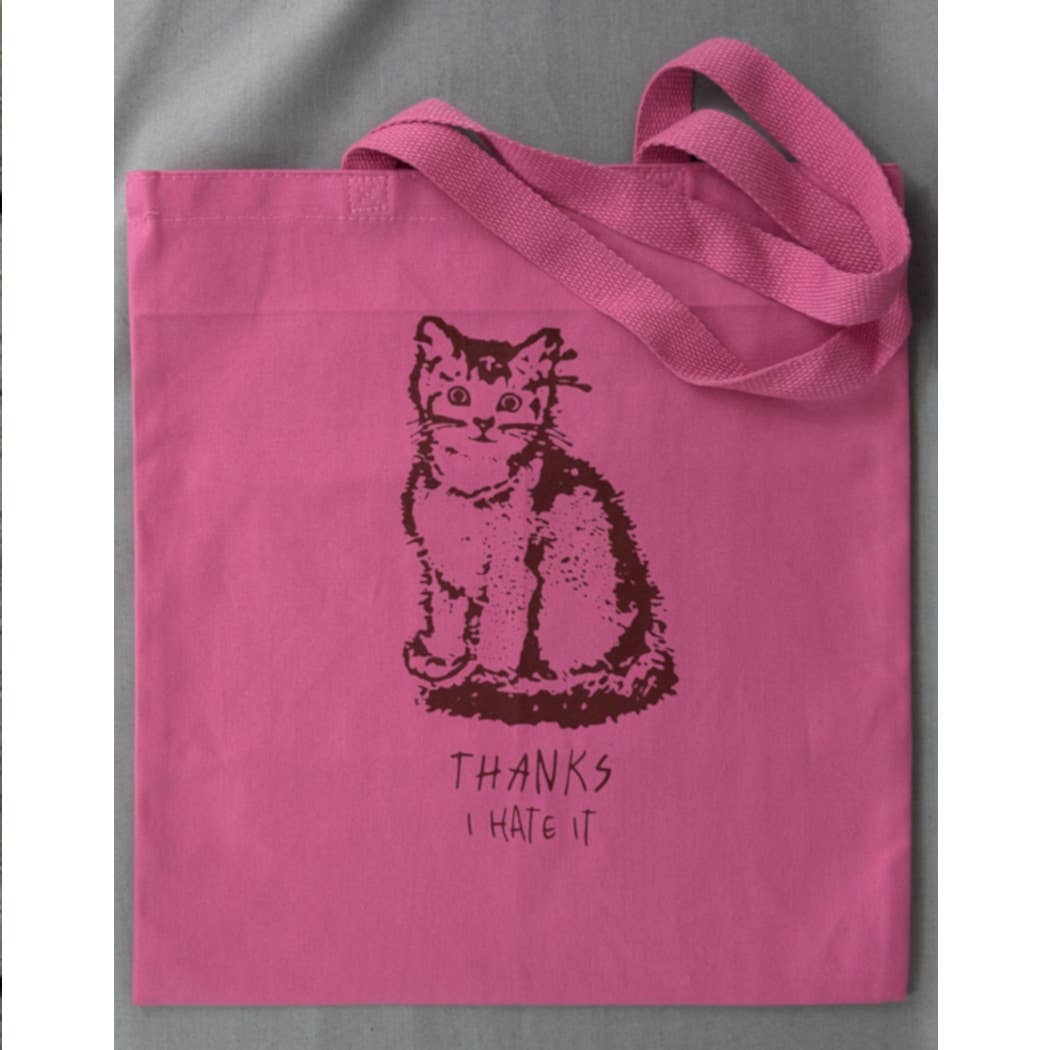 Rx Letterpress - Vente Tote bag – unisexe - Merci, je le déteste | Cadeau pour les amateurs de chats | Sac à main amusant en toile9