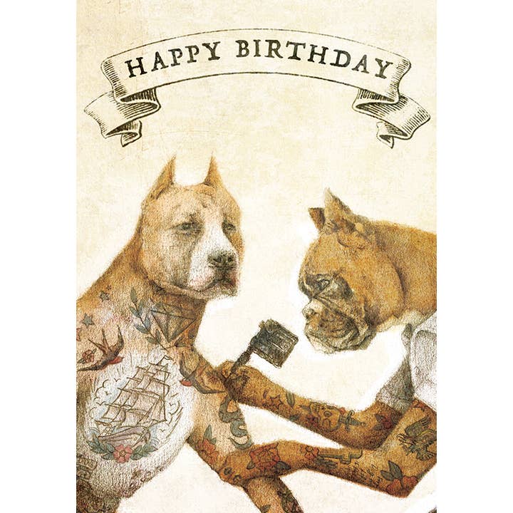 Tatuering hundar för wholesale av Retrospect Greeting Cards