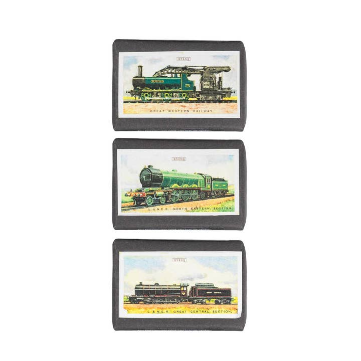 Vintage Trains Label Soap | Triple Milled | Handmade | for wholesale by Sting in the Tail Ltd