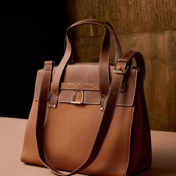 Oakbark & Chrome – wholesale Tote bag – Women's – Stable Tote in Brindle & Teak3