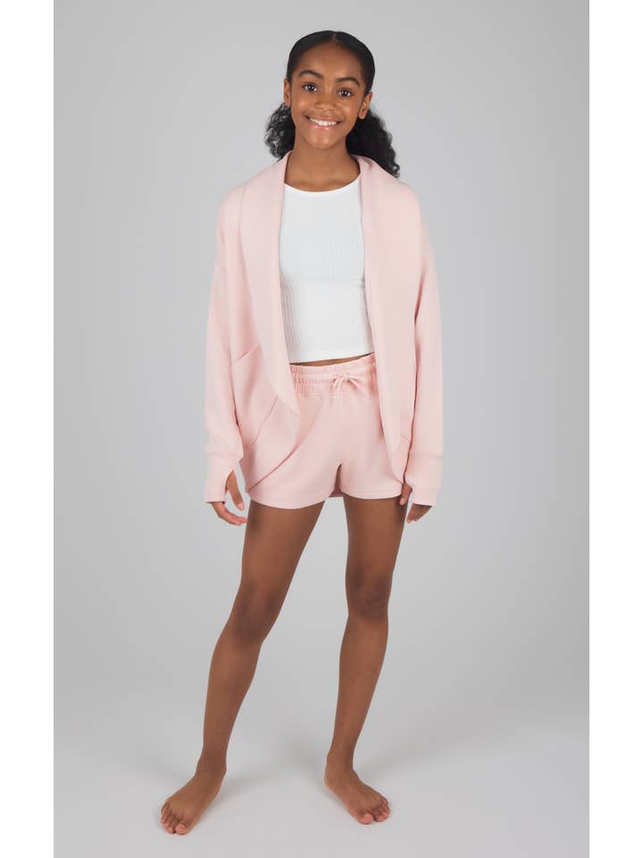 90 Degree by Reflex - Wholesale Top & Short Set - Kids - Girls Scuba Cardigan, Tank Top, Short - 3 PC SET